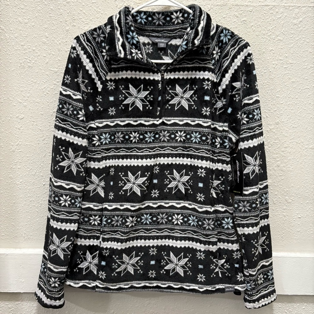 Eddie Bauer Women's Nordic 1/4 Zip Soft Pullover in Snow Ice NWT Small